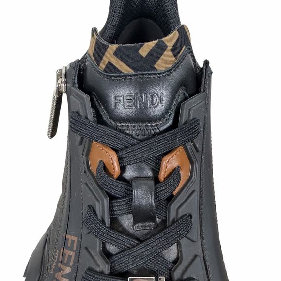Fendi Flow Sneaker Zucca FF Logo Monogram Black Leather Size 9/ US 10 main image 4
